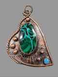 Stone on copper with small opal pendant