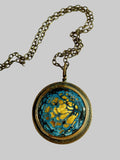 Gold and Blue Enamel Centerpiece with Copper Frame