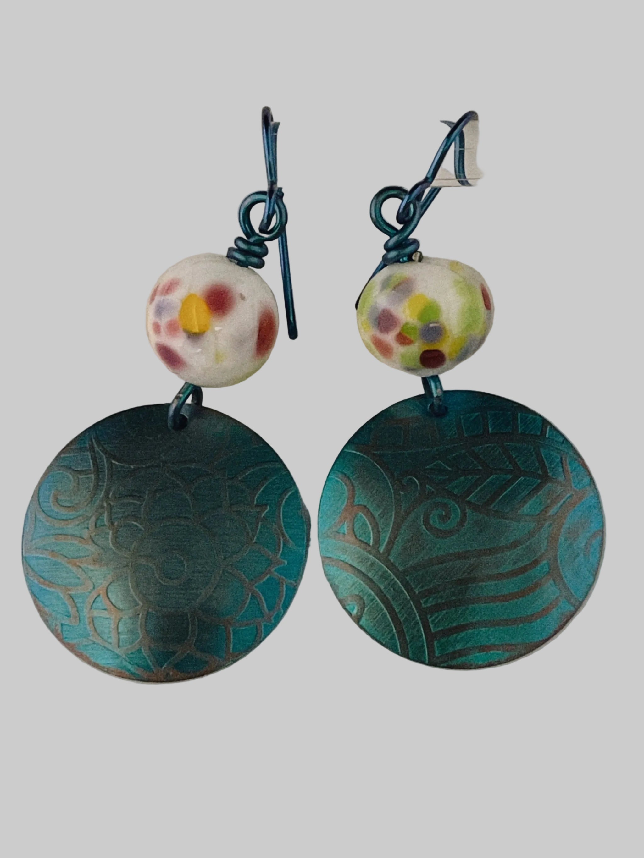 Blue Niobium Earring with Hand Crafted Glass Bead