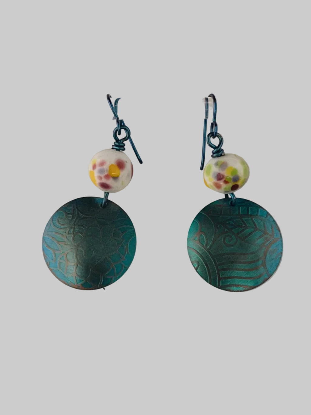 Blue Niobium Earring with Hand Crafted Glass Bead