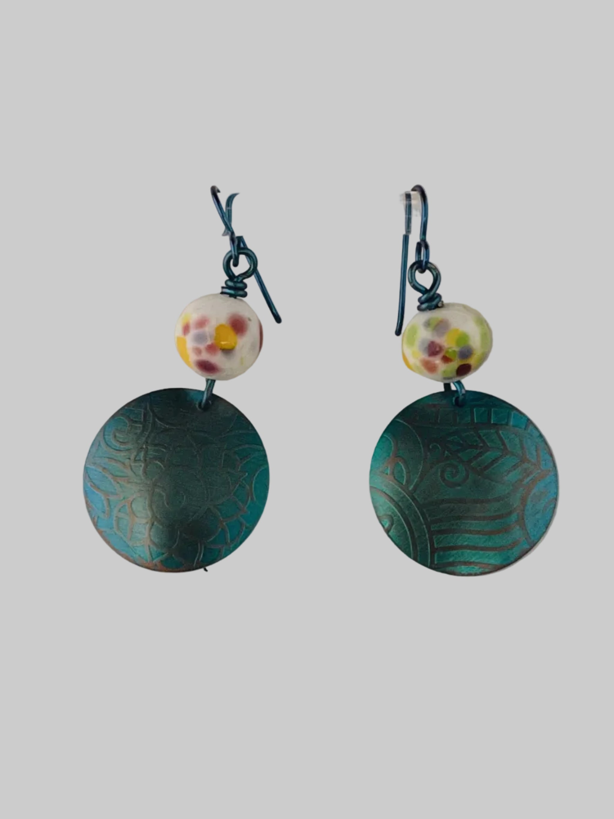 Blue Niobium Earring with Hand Crafted Glass Bead