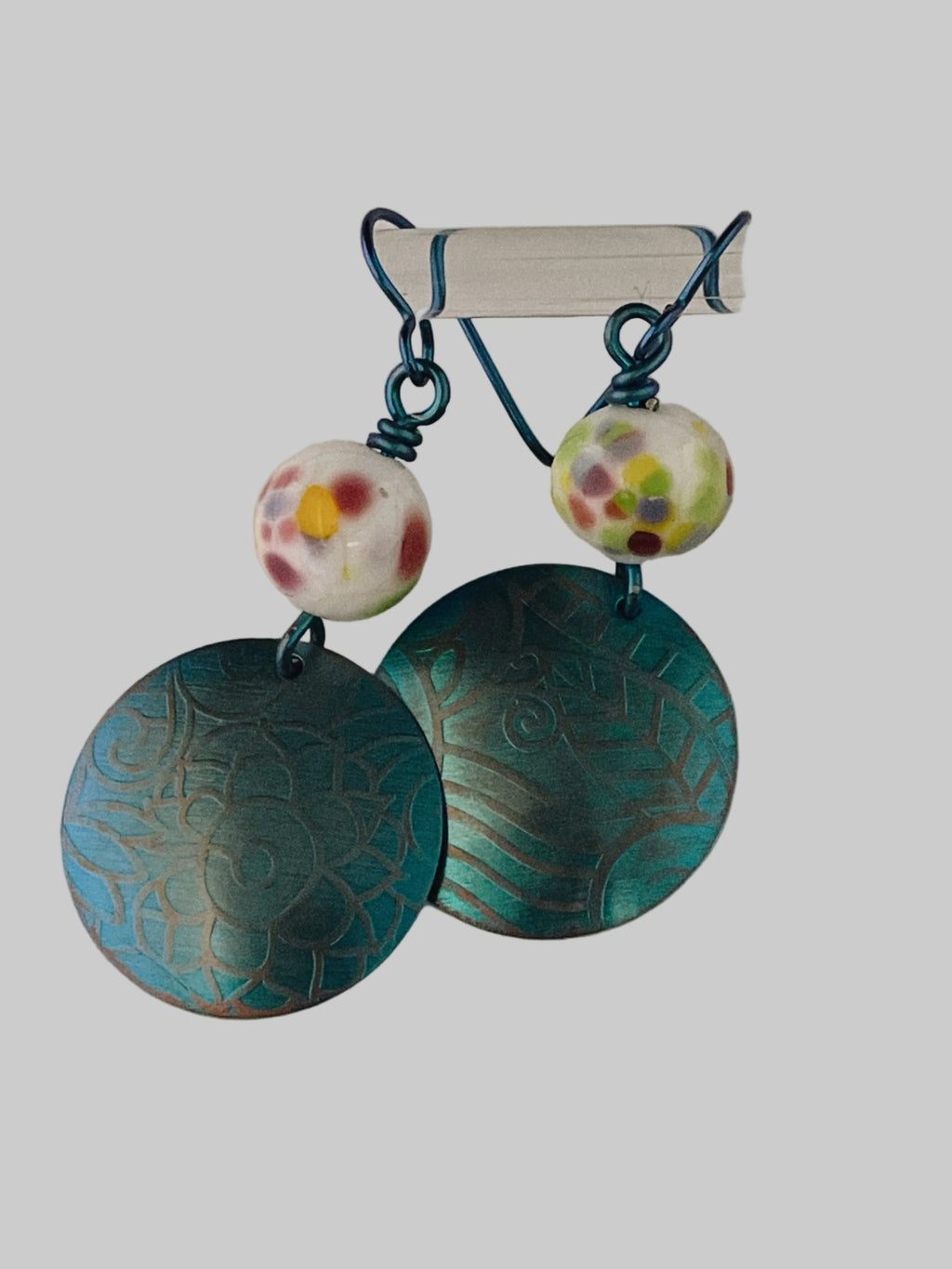 Blue Niobium Earring with Hand Crafted Glass Bead