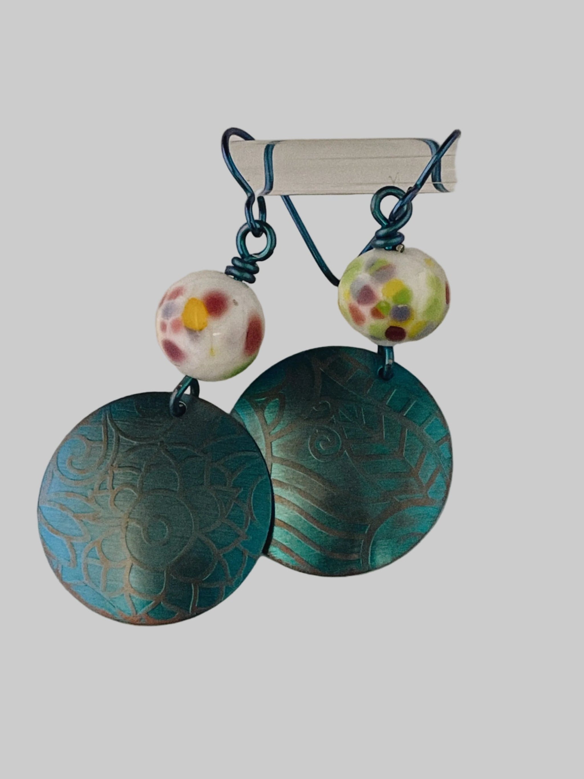 Blue Niobium Earring with Hand Crafted Glass Bead