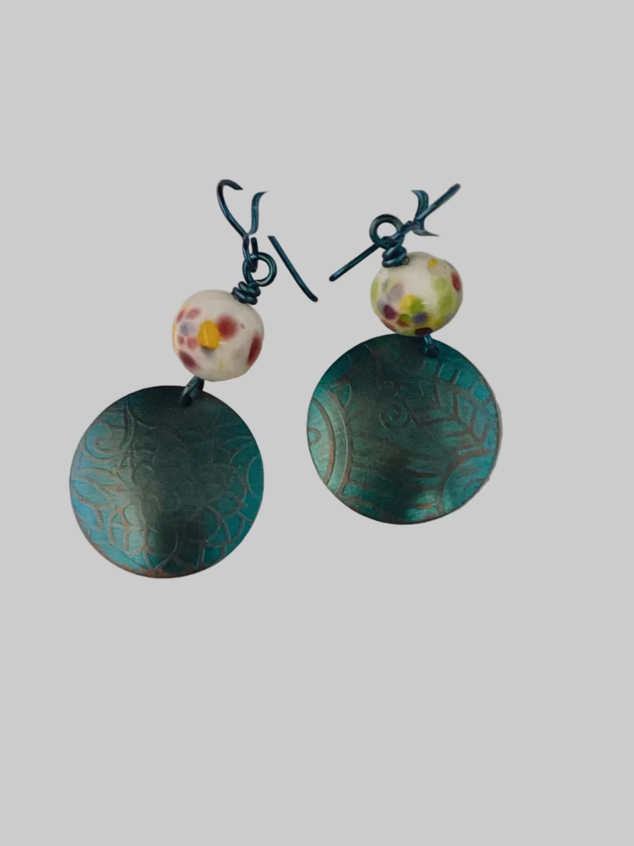Blue Niobium Earring with Hand Crafted Glass Bead