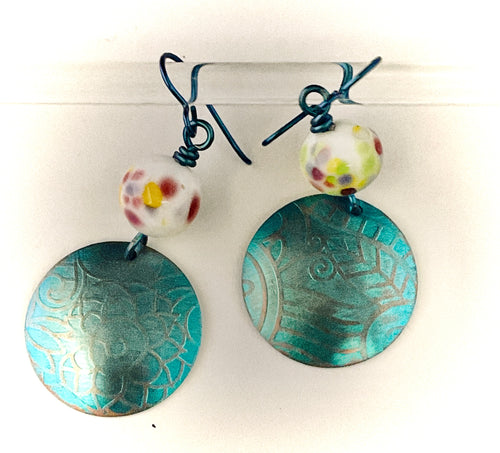 Blue Niobium Earring with Hand Crafted Glass Bead