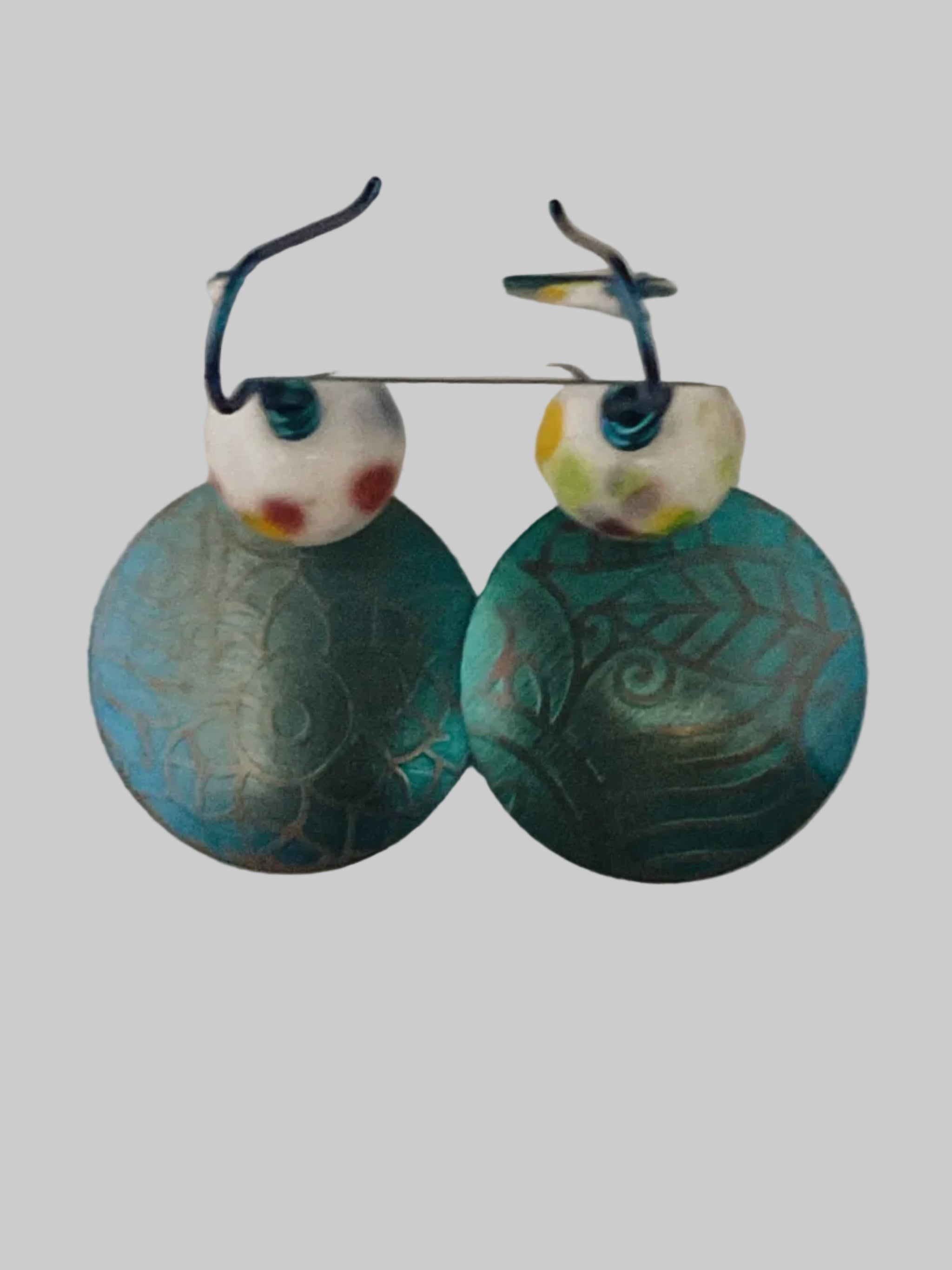 Blue Niobium Earring with Hand Crafted Glass Bead