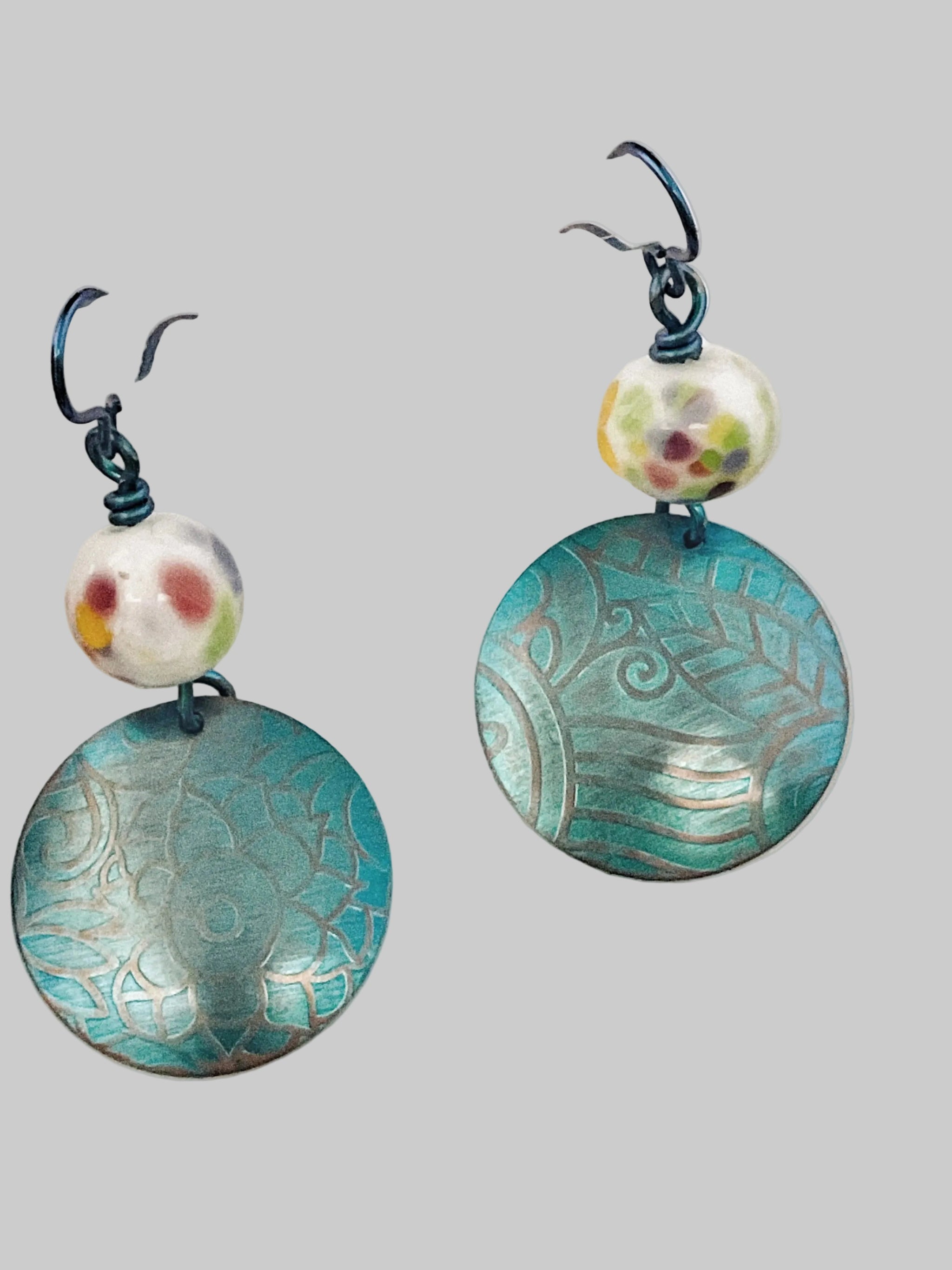 Blue Niobium Earring with Hand Crafted Glass Bead