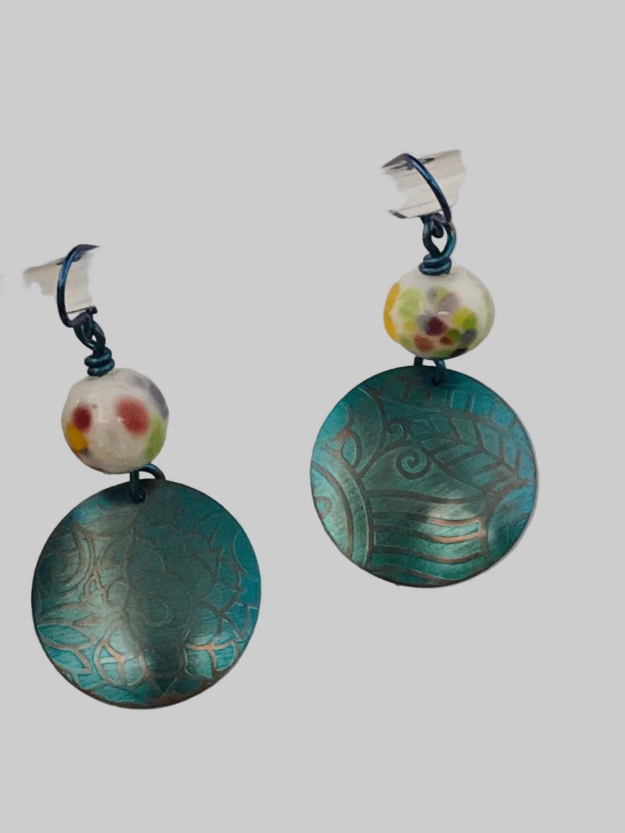 Blue Niobium Earring with Hand Crafted Glass Bead